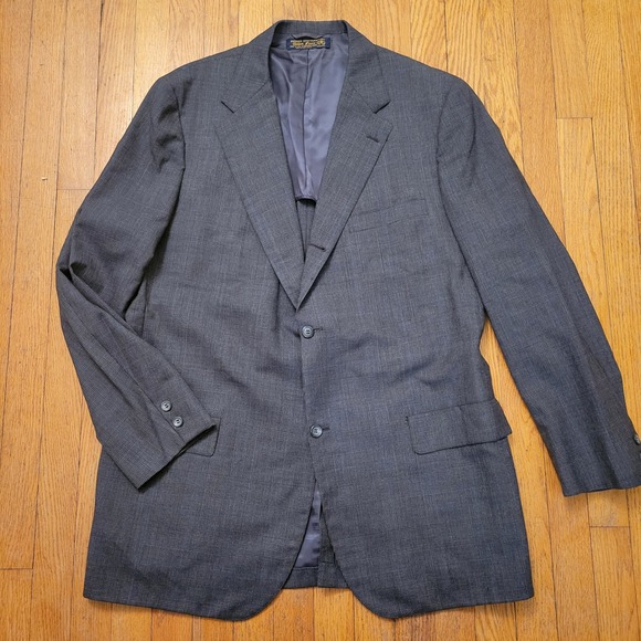 Brooks Brothers USA Golden Fleece Gray Glen Plaid Wool Jacket 46XL Blazer HOLES